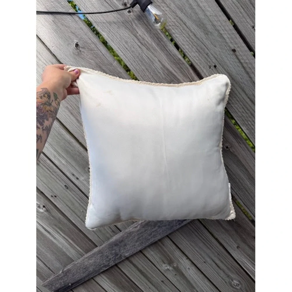 Boho Unbranded Throw Pillow Unisex OS Cream Crochet Floral Lace Cottagecore